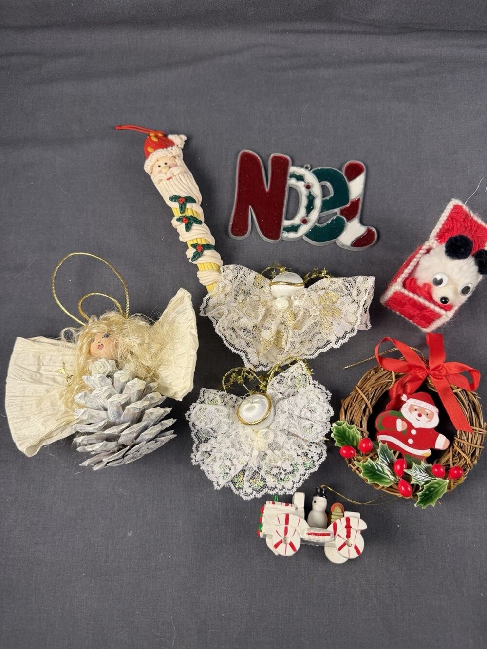 Lot of 10 Vtg Assortment of Handmade Christmas Ornaments Decorations